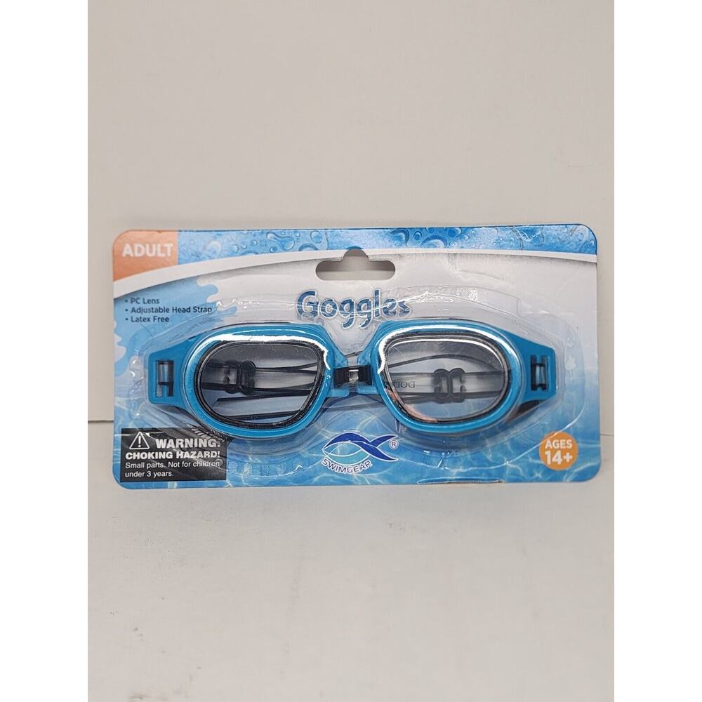 Swimgear Adult Light Blue Swim Goggles - PC lens Adjustable Latex Free Age 14+
